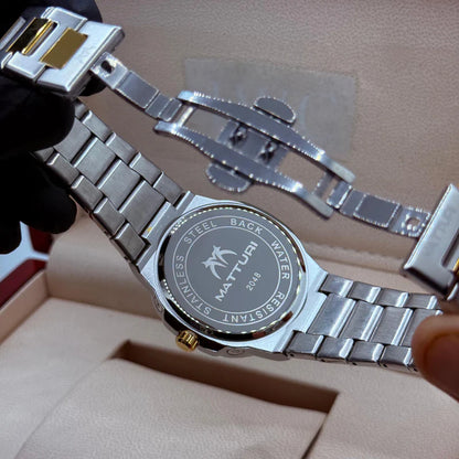 Maturi truetone with black dial, all cronograph working