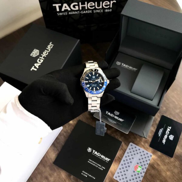 TAG Heuer Aquaracer Calibre 7 GMT Automatic Watch with Blue and Black Bezel, Stainless Steel Bracelet