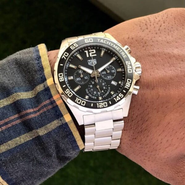 Tag Heuer Formula 1 Speed Watch Chronograph Black Dial & Date Swiss Made Silver Watch for Men - Image 4