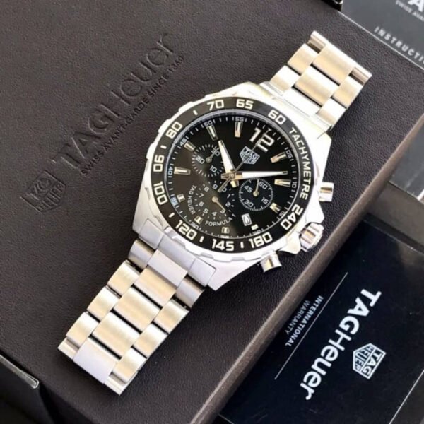 Tag Heuer Formula 1 Speed Watch Chronograph Black Dial & Date Swiss Made Silver Watch for Men - Image 2