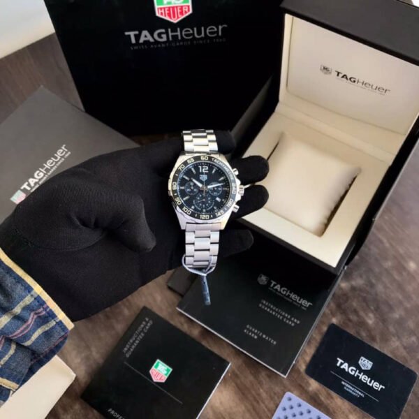 Tag Heuer Formula 1 Speed Watch Chronograph Black Dial & Date Swiss Made Silver Watch for Men - Image 6