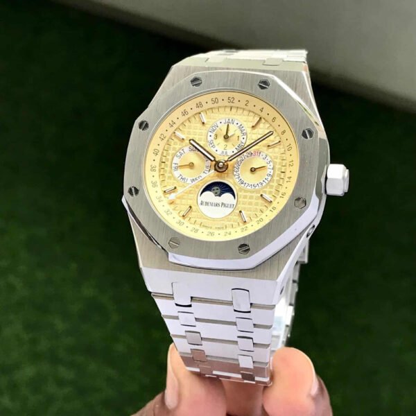 Audemars Piguet Royal Oak Perpetual Calendar Watch With a Yellow Dial