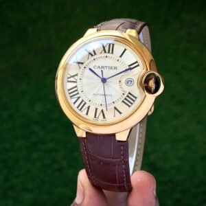 Cartier Ballon Bleu Roman Dial & Date Automatic Swiss Made Watch 100m WR Selfwindg Mechanical Movement Yellow Gold